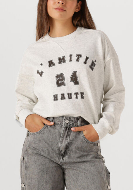 Lichtgrijze HAUTE L'AMITIÉ Trui COLLEGE CURVE SWEAT - large