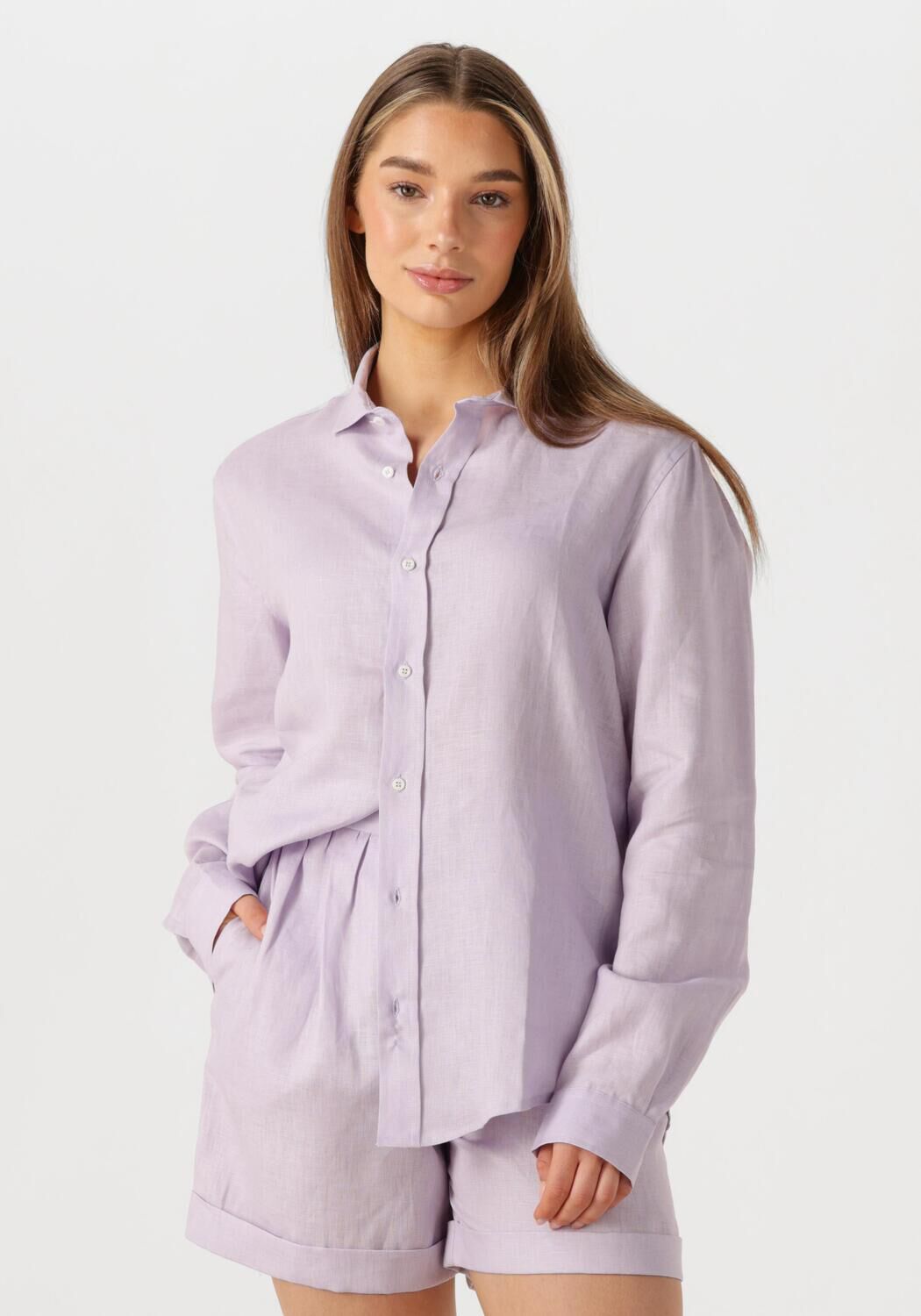 Resort Finest Blouse Dames Shirt 100% Linen, Maat: S, Kleur: Lila afbeelding 1