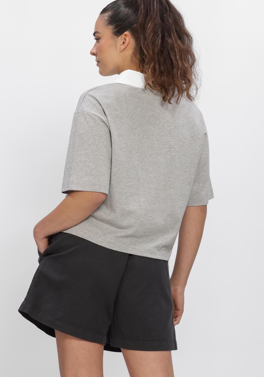 Grijze CLOSED Tops & T-shirts CROPPED RUGBY - large