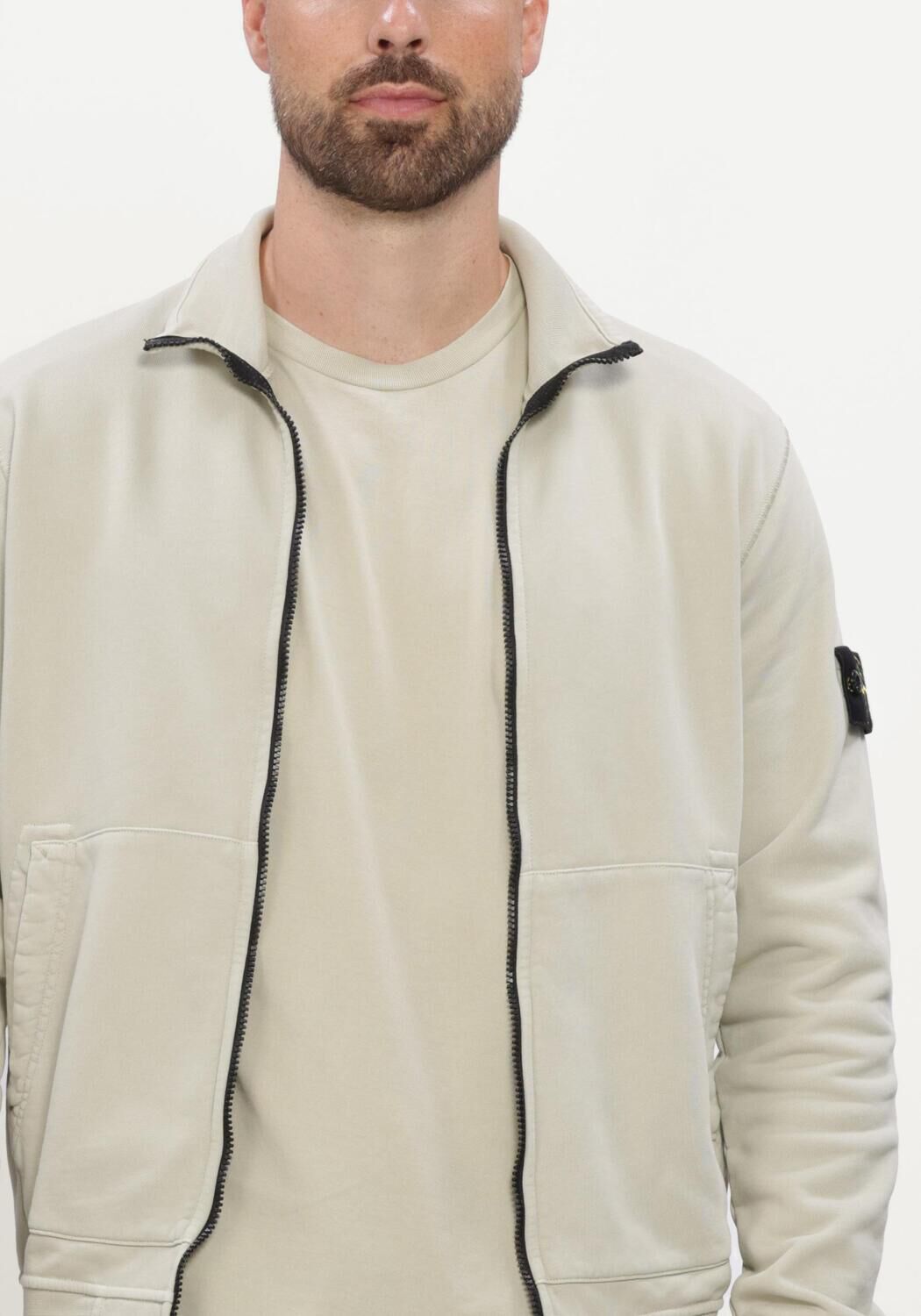 Ecru STONE ISLAND Sweater ZIP UP CARDIGAN S0051 - large