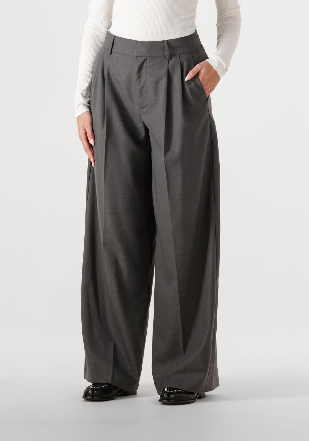 Alix the Label Pantalon Dames Ladies Woven Celan Wide Leg Pants, Maat: L, Kleur: Zwart