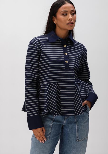 Donkerblauwe GANNI Truien/vesten SINGLE PIQUE PEPLUM POLO - large