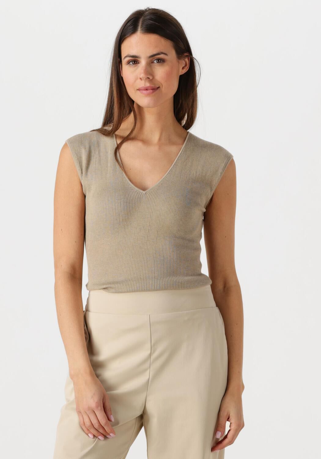 Aimee the Label Top Dames Fayep, Maat: L, Kleur: Beige