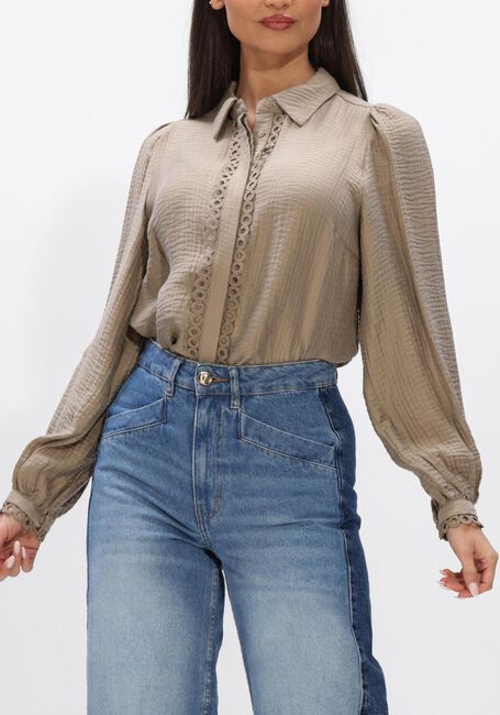 Taupe CO'COUTURE Tops & T-shirts TASSY LACE SHIRT - large