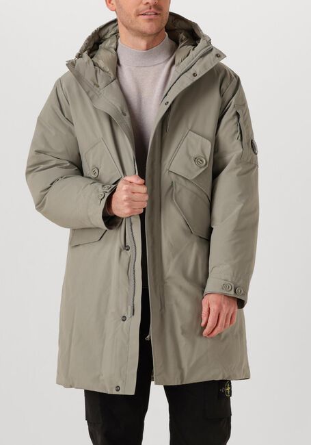 Khaki CP COMPANY Parka's LONG JACKET IN MICRO M RECYCLED - large