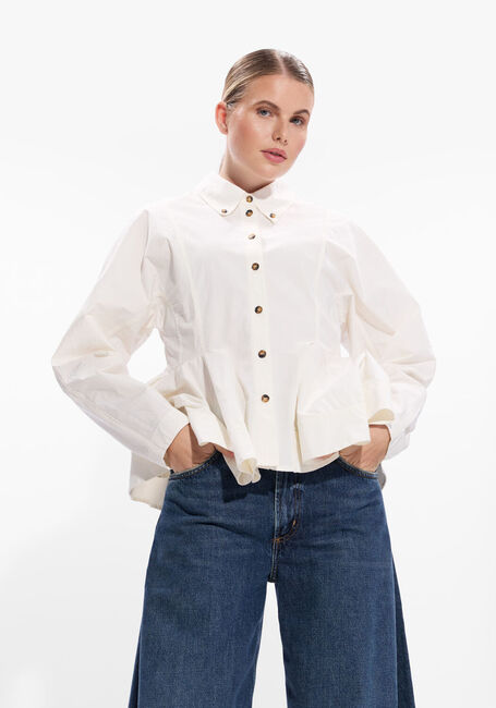 Gebroken wit GANNI Blouses STRETCH COTTON PEPLUM SHIRT - large
