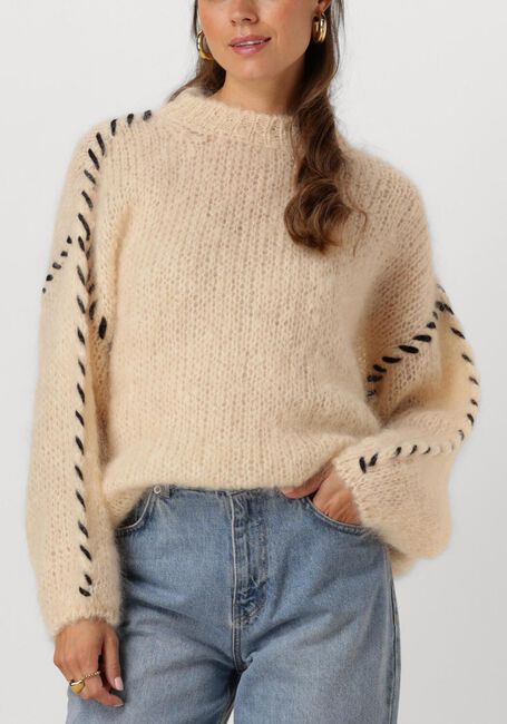Beige AMERICAN DREAMS Trui CATIO MOHAIR STITCH PULLOVER - large