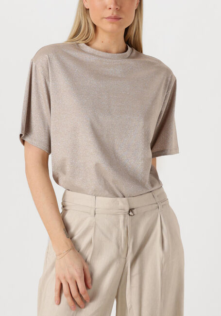 Beige SUMMUM T-shirt BOXY TOP SOFT LUREX JERSEY - large