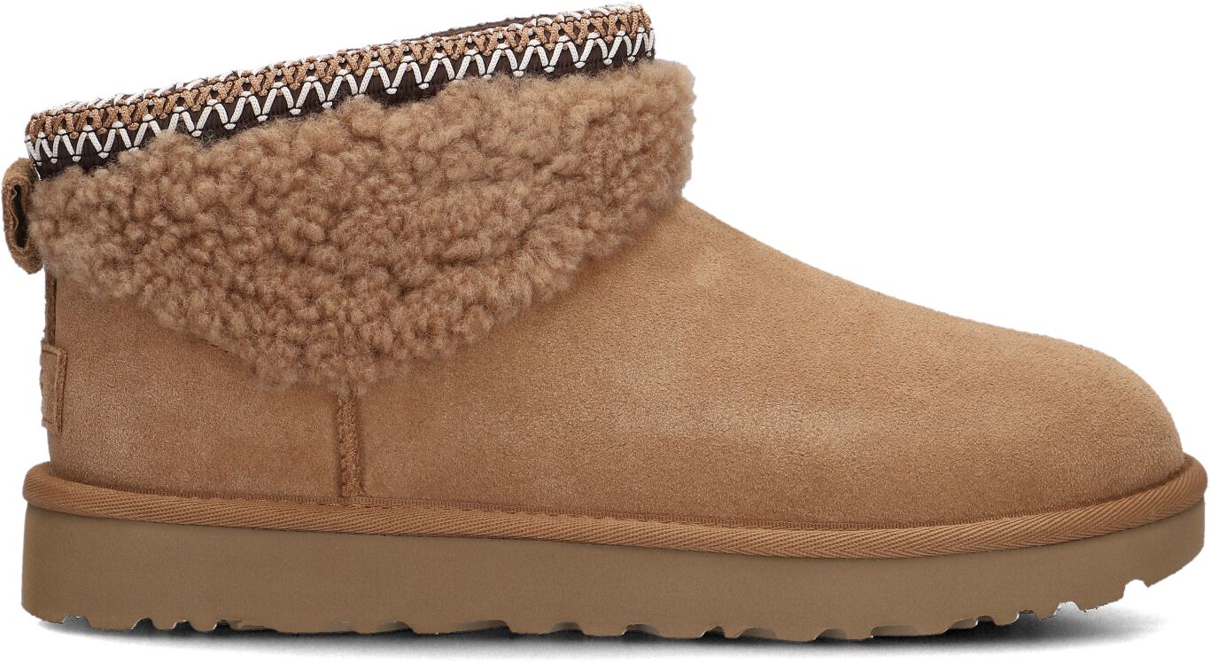UGG Vachtlaarzen Dames Classic Ultra Mini Maxi Curly, Maat: 42, Materiaal: Suèdelook, Kleur: Cognac