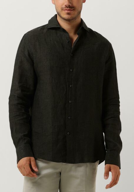 Donkergroene PROFUOMO Casual overhemd SHIRT X-CUTAWAY SC LINNEN - large