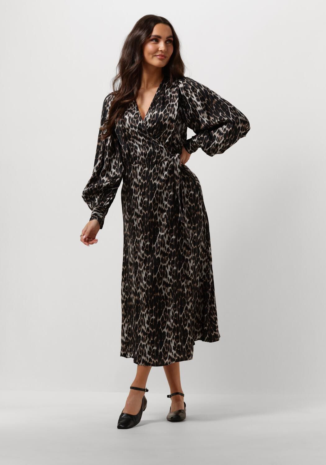 Co'Couture Midi Jurk Dames Leo Leo Wrap Dress, Maat: L, Kleur: Bruin