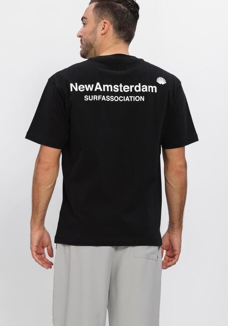 Zwarte NEW AMSTERDAM SURF ASSOCIATION T-shirt LOGO TEE BLACK/ WHITE - large