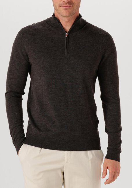 Zwarte PROFUOMO Trui PULLOVER HALF ZIP MERINO - large