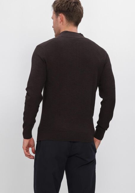 Bruine PROFUOMO Trui PULLOVER HALF ZIP TWINKLE SLUB STRUCTURE - large