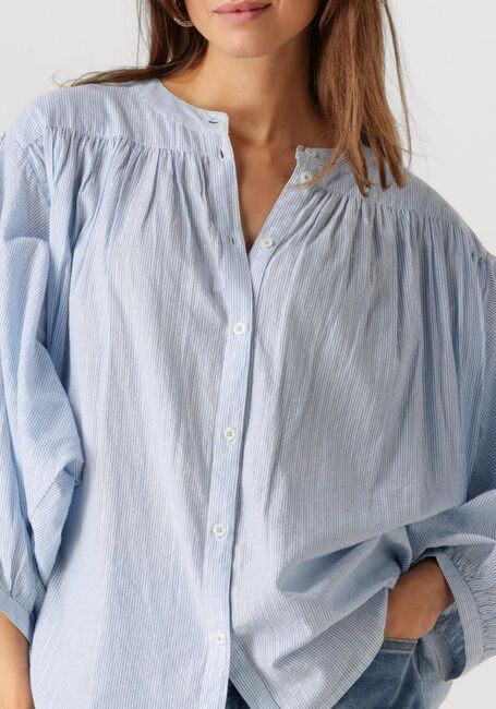 Lichtblauwe SUMMUM Blouses OVERSIZED BLOUSE MICRO STRIPE - large