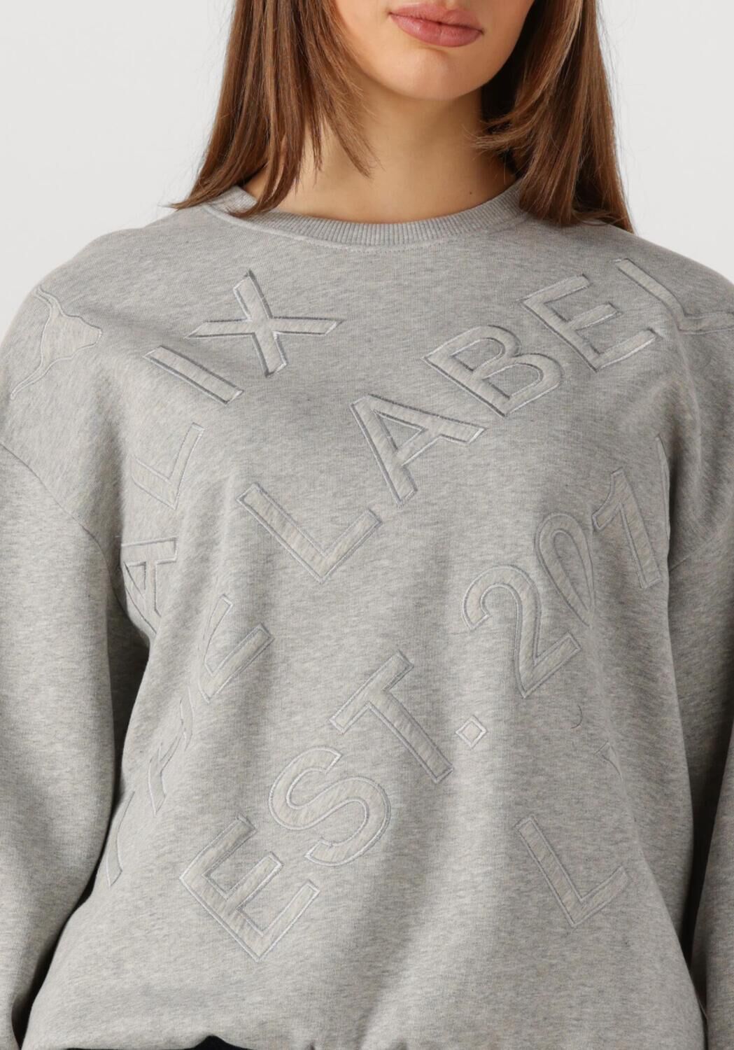 Grijze ALIX THE LABEL Trui LADIES KNITTED TEXT PATCHES SWEATER - large