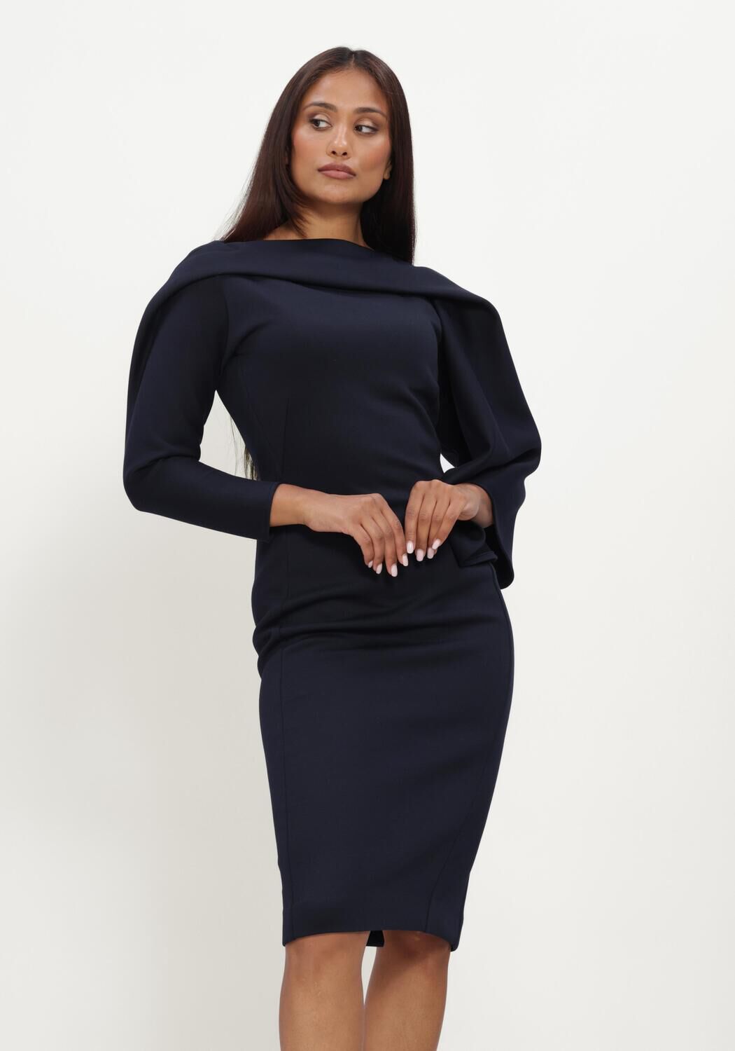 Donkerblauwe NATAN Midi jurk ROBE DROITE - large