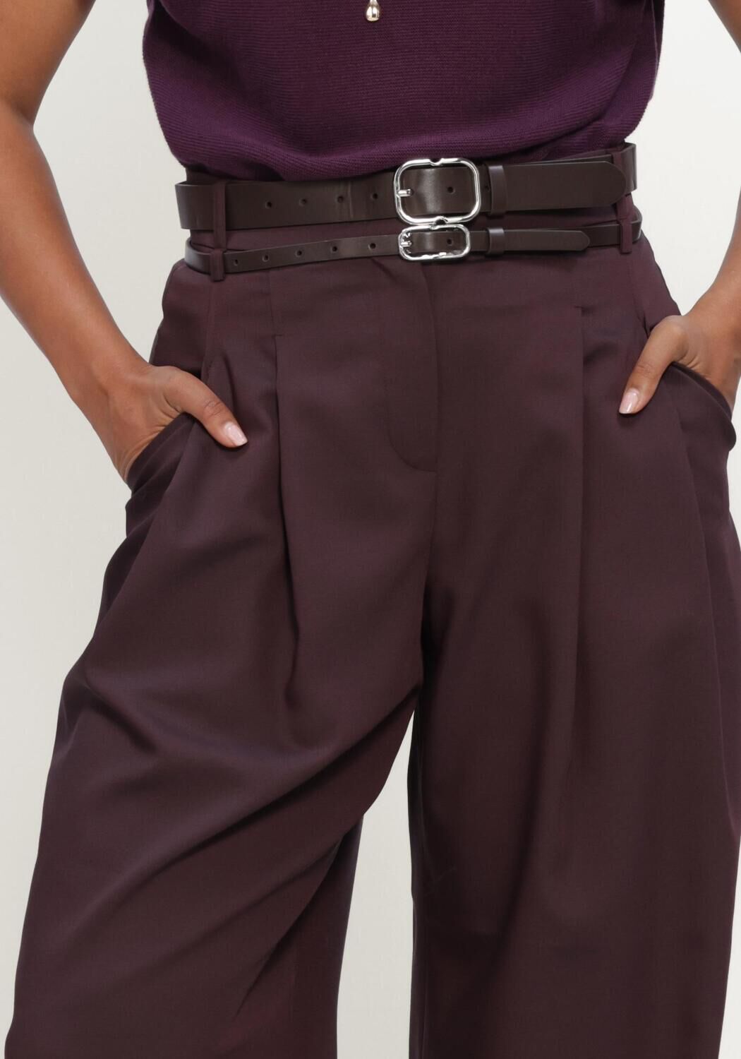 Bordeaux CAROLINE BISS Wijde broek 4551 - large