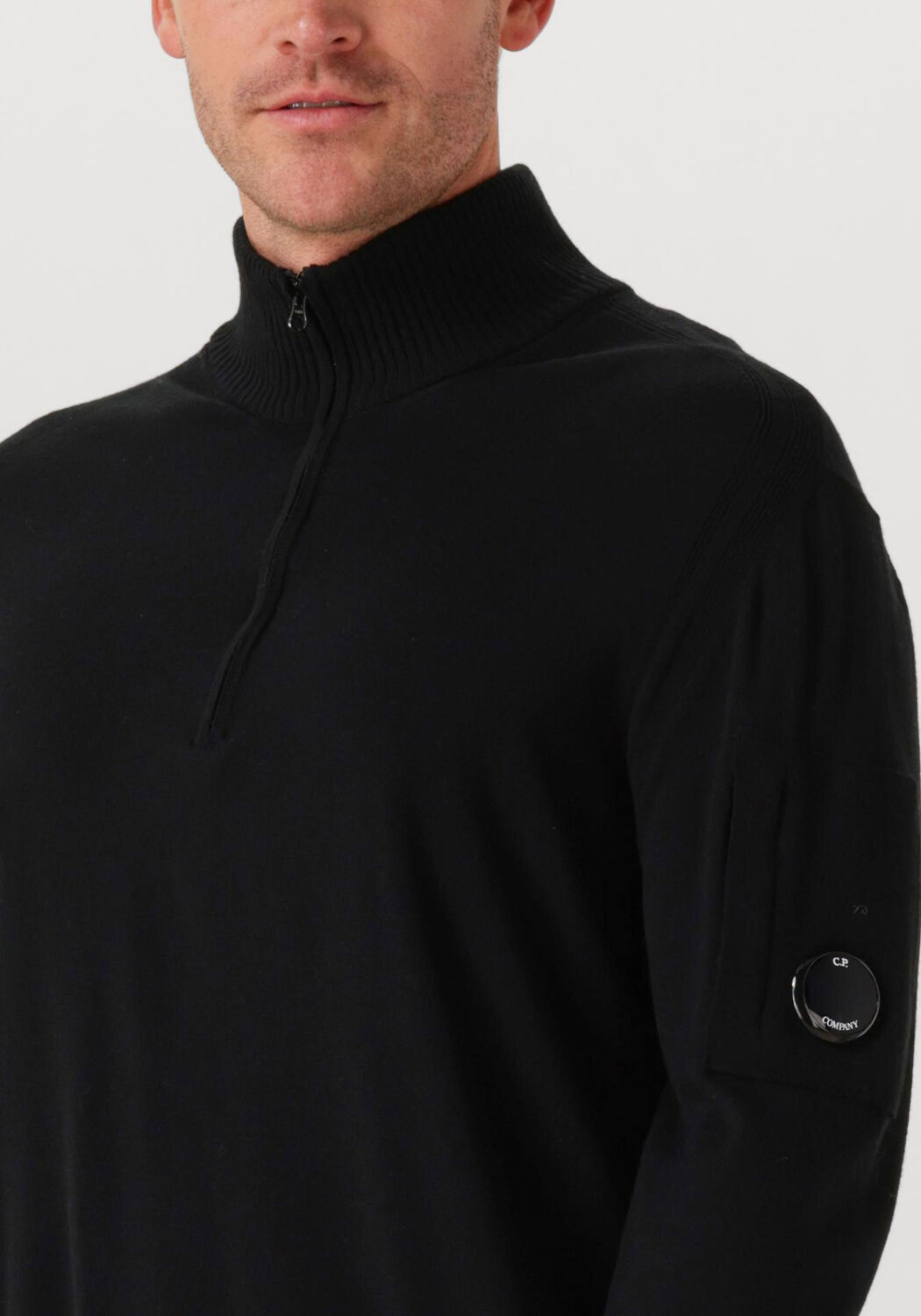 Zwarte CP COMPANY Trui KNITWEAR POLO COLLAR IN MERINO WOOL - large