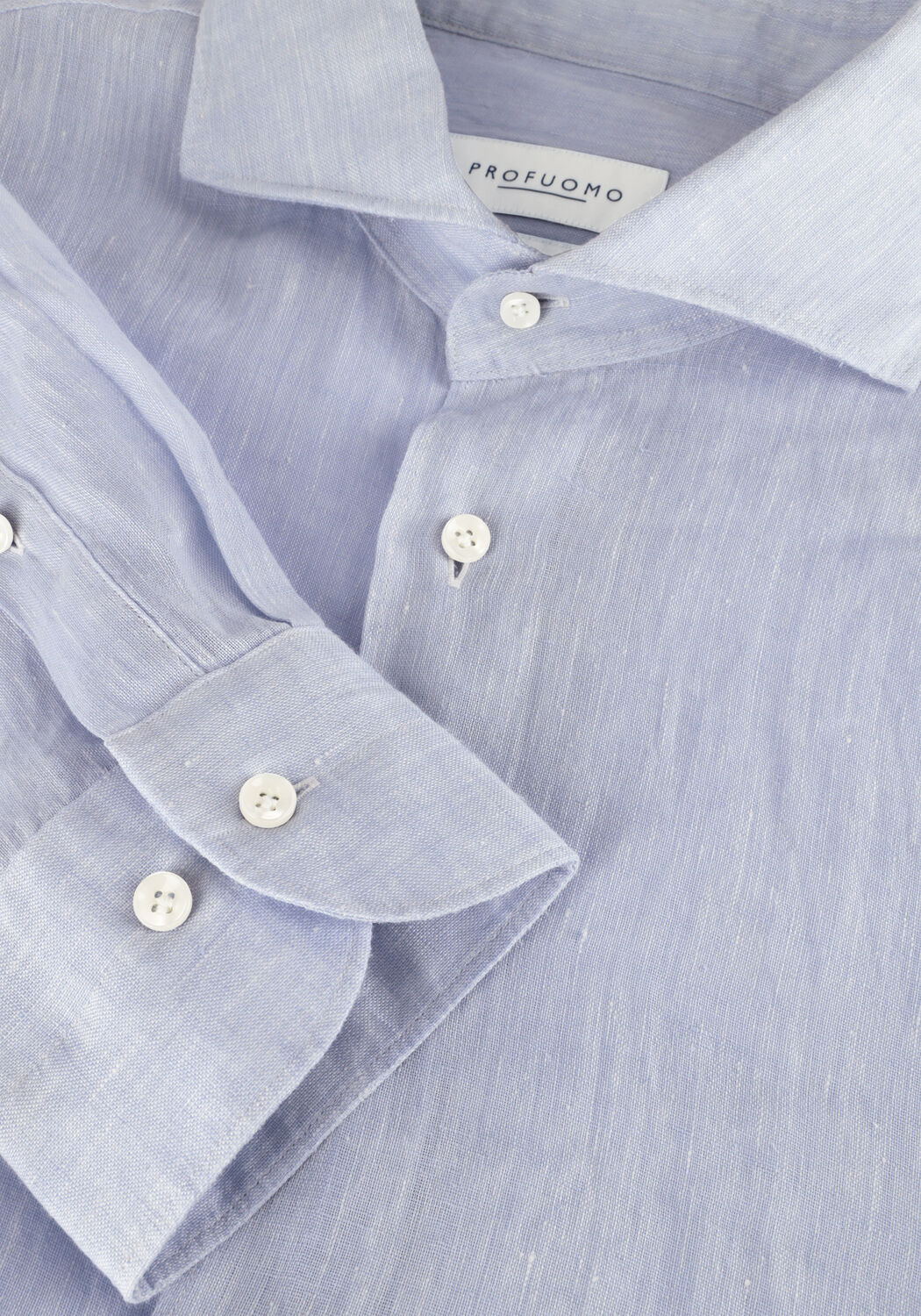Lichtblauwe PROFUOMO Casual overhemd SHIRT X-CUTAWAY SC LINNEN - large