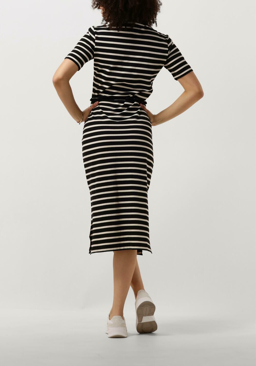 Blauw wit gestreepte TOMMY HILFIGER Midi jurk REG BRETON MIDI POLO DRESS Assem
