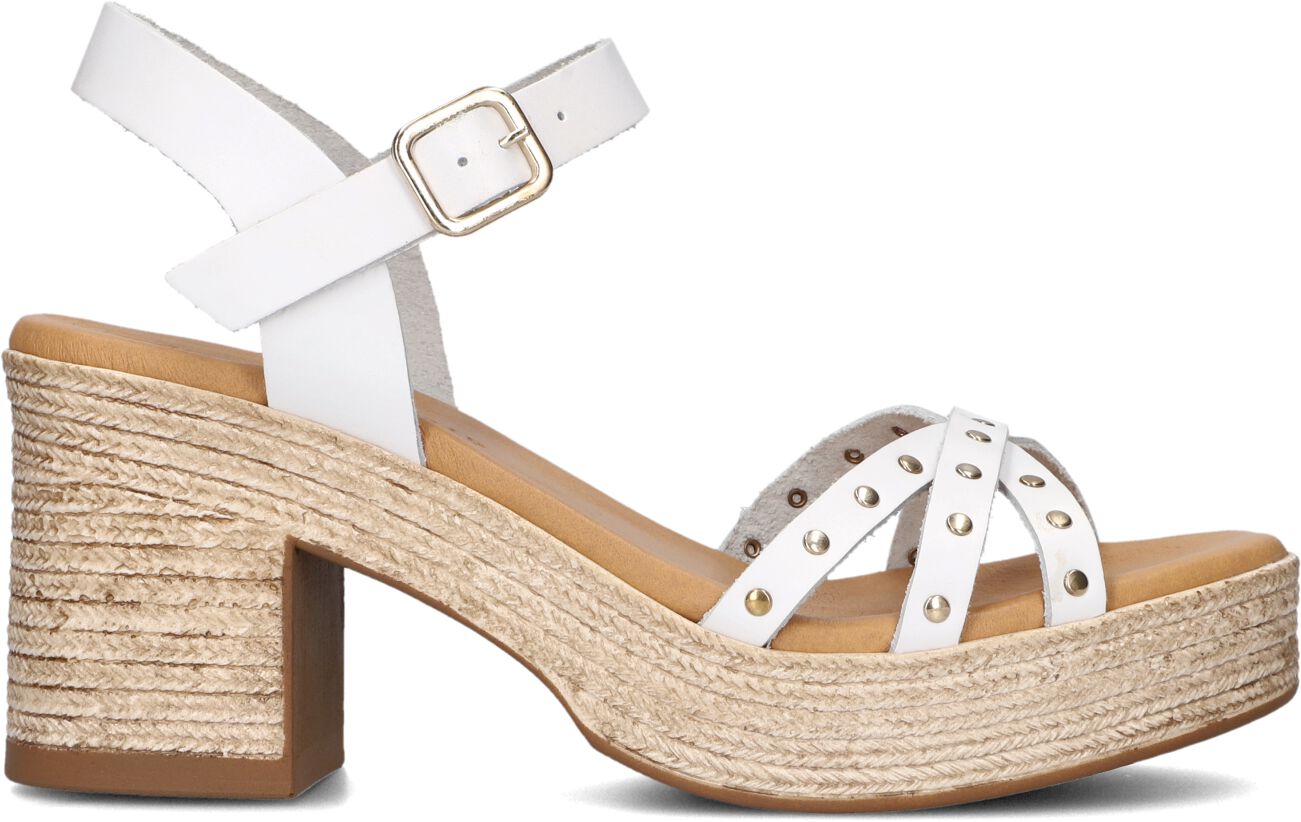 Stefano Lauran Dames Led Sandaal Met Studs Th, Maat: 40, Materiaal: Leer, Kleur: Wit