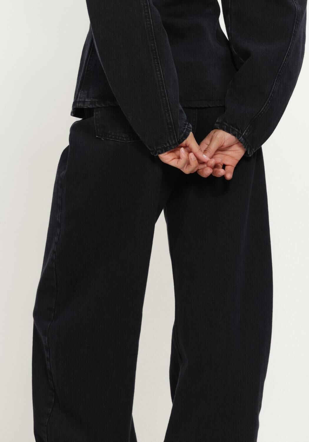 Zwarte ROTATE Wide jeans DRAPED BARREL LEG JEANS - large