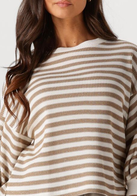 Beige SUMMUM Sweater JERSEY SWEATER WAFFLE LUREX STRIPE - large