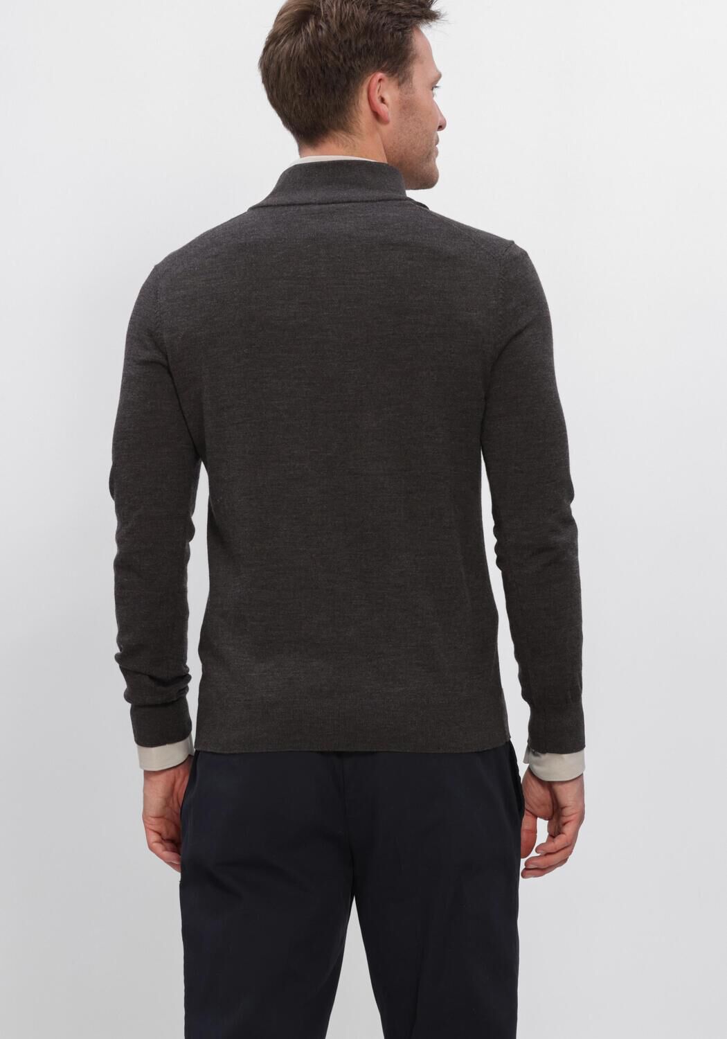 Antraciet PROFUOMO Trui PULLOVER HALF ZIP EXTRAFINE MERINO - large
