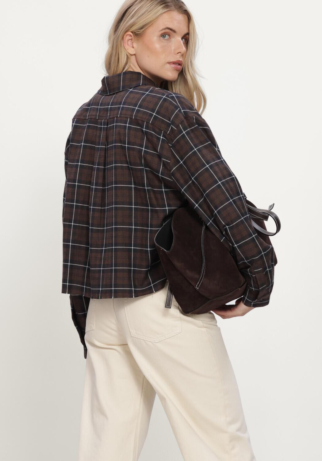 Bruine JOHNY Top FRANKIE CROP FLANEL CHECK SHIRT CROP - large