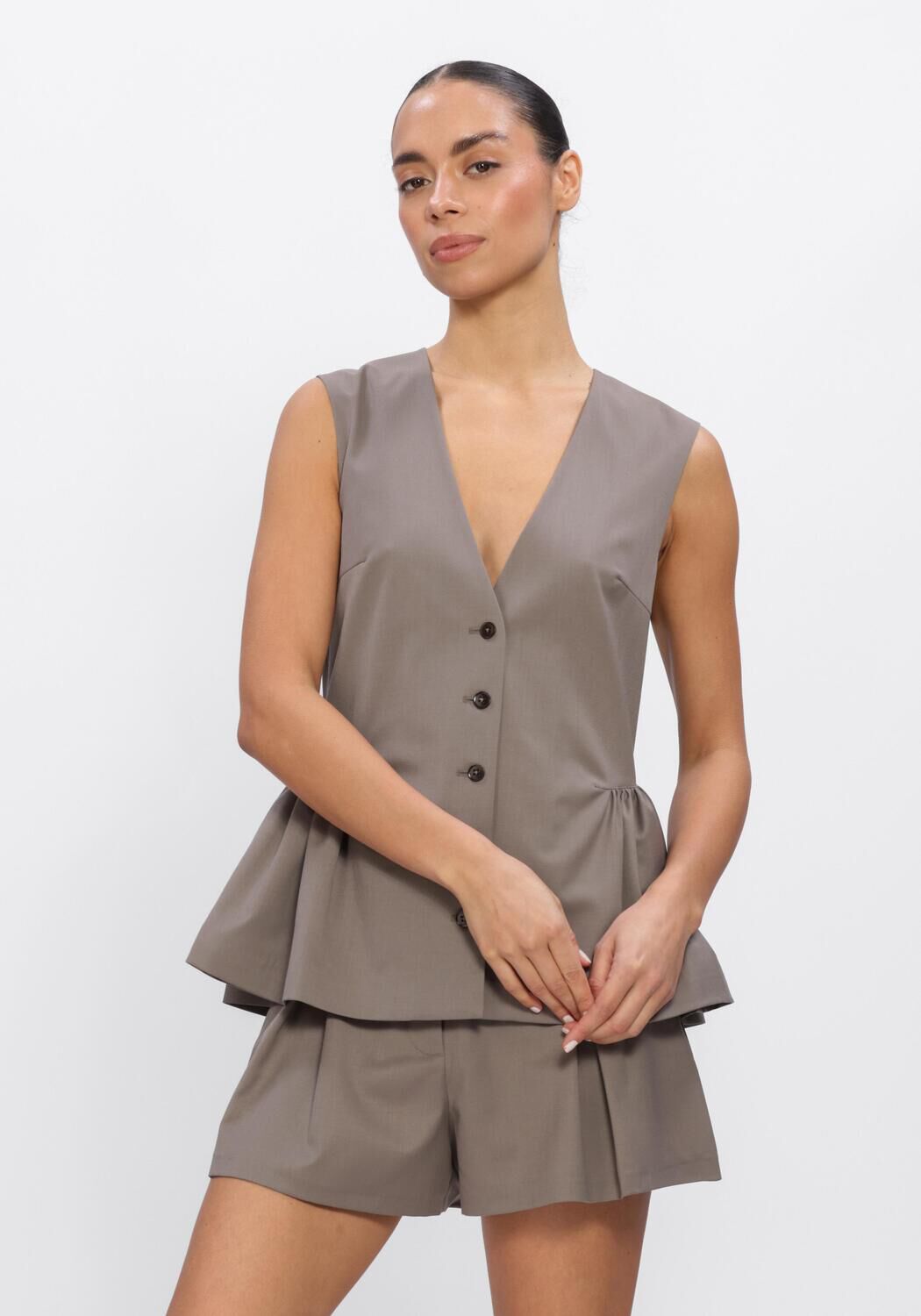 Bronzen ROTATE Top PEPLUM WAISTCOAT - large