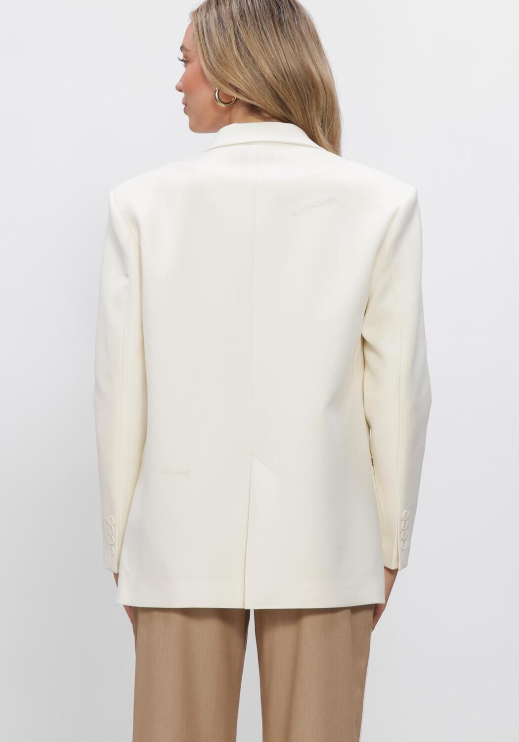 Creme ALIX THE LABEL Blazer LADIES WOVEN FLOWY OVERSIZED BLAZER - large