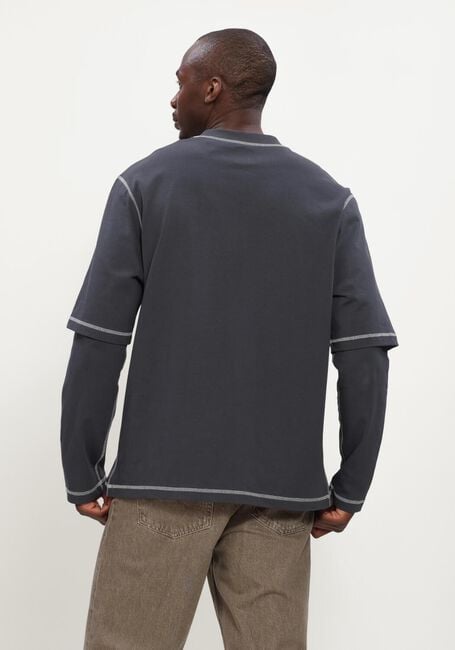Zwarte FLANEUR T-shirt SIGNATURE OUTLINE LAYERED LONG SLEEVE - large