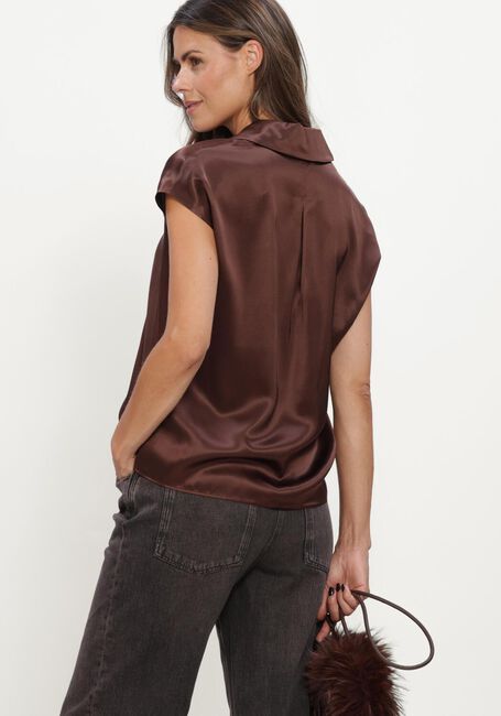 Bruine LUISA CERANO Top KURZARM-SEIDENBLUSE - large