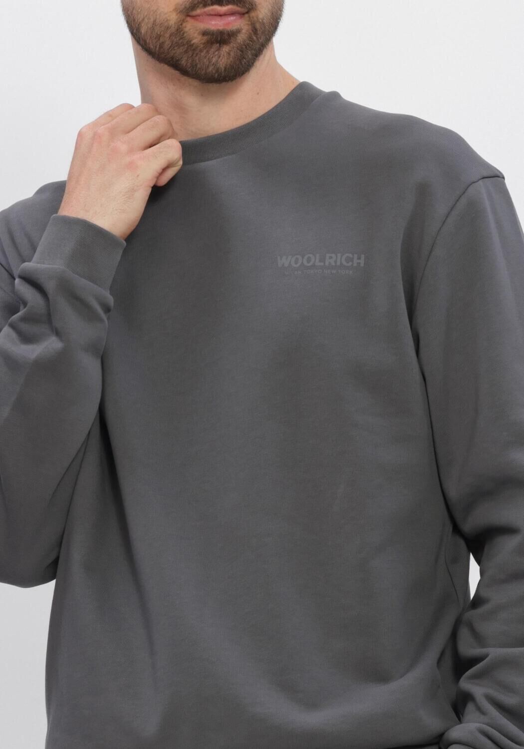 Groene WOOLRICH Sweater MACRO LOGO CREWNECK - large