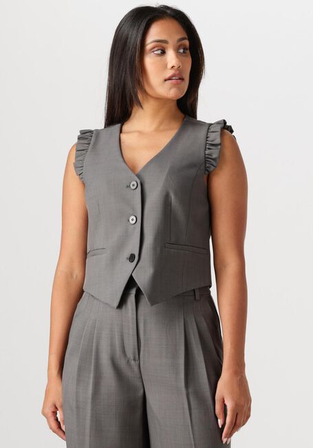 Donkergrijze CO'COUTURE Gilet LIANE FRILL TAILOR VEST - large