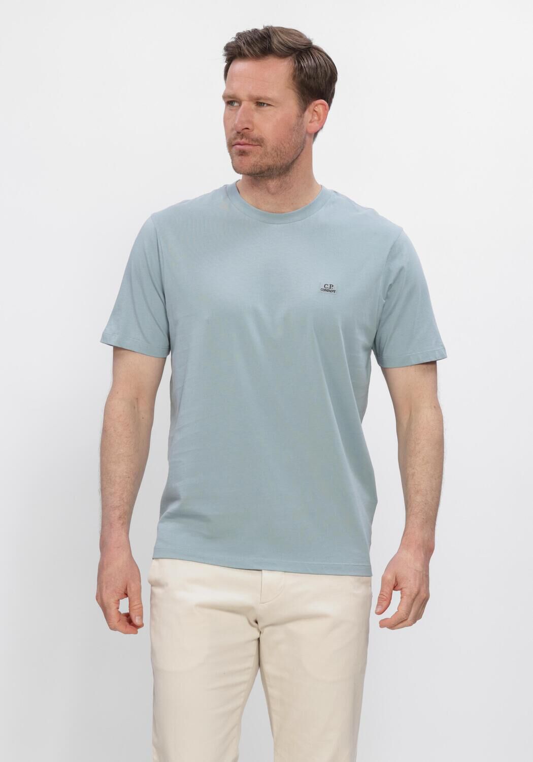 Blauwe CP COMPANY T-shirt 30/1 JERSEY SHORT SLEEVE LOGO PATCH T-SHIRT - large