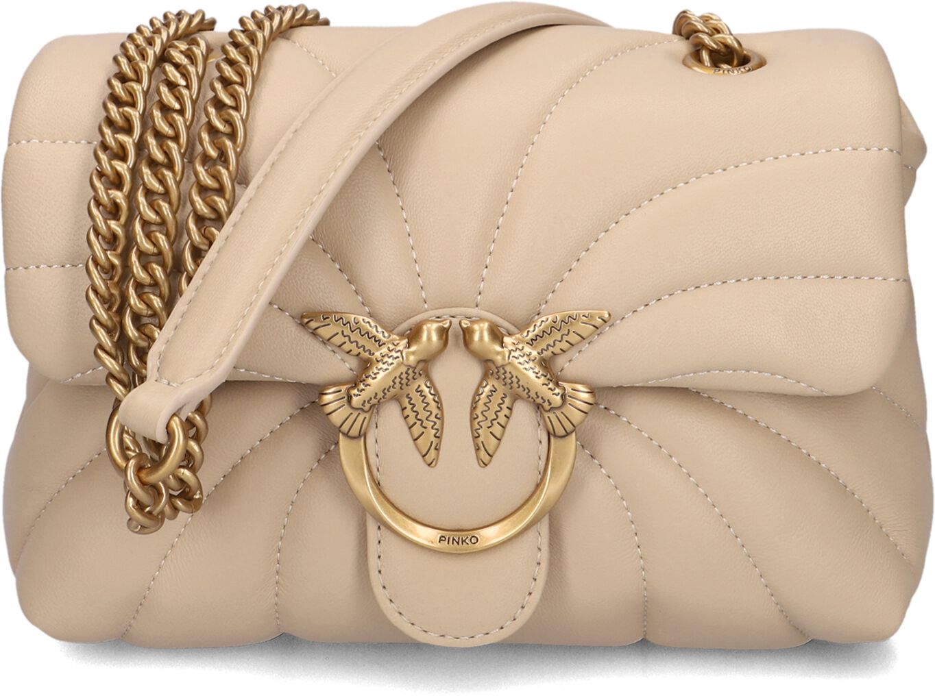 Pinko Pinko Schoudertas Dames Love Puff Mini, Materiaal: Leer, Kleur: Beige