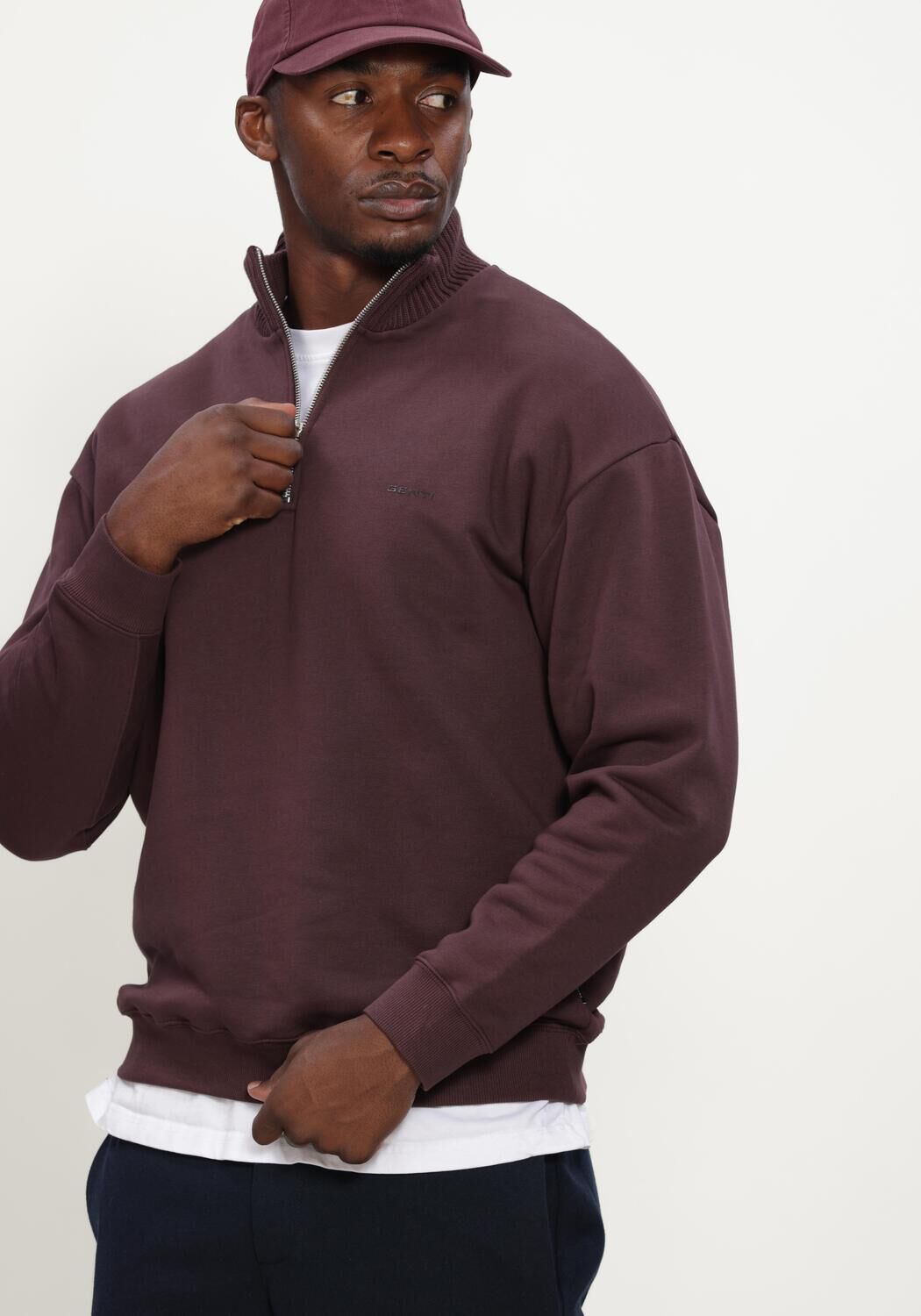 Bordeaux GENTI Sweater HALF ZIP SWEAT - large