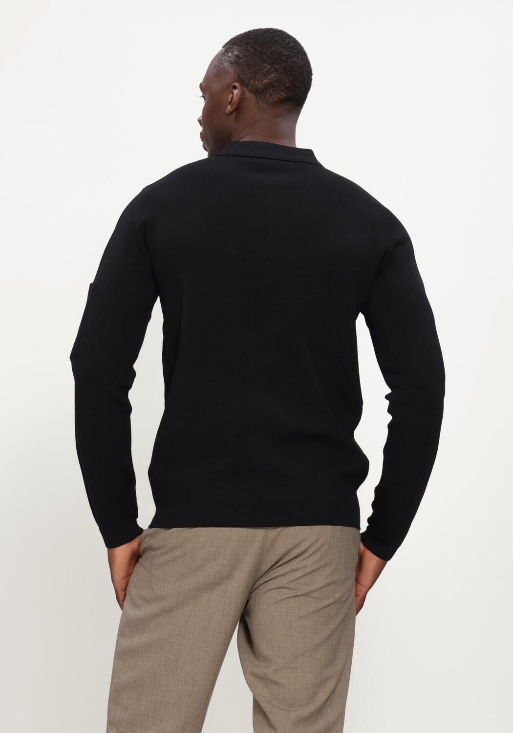 Zwarte GENTI Trui POLO ZIP LS - large