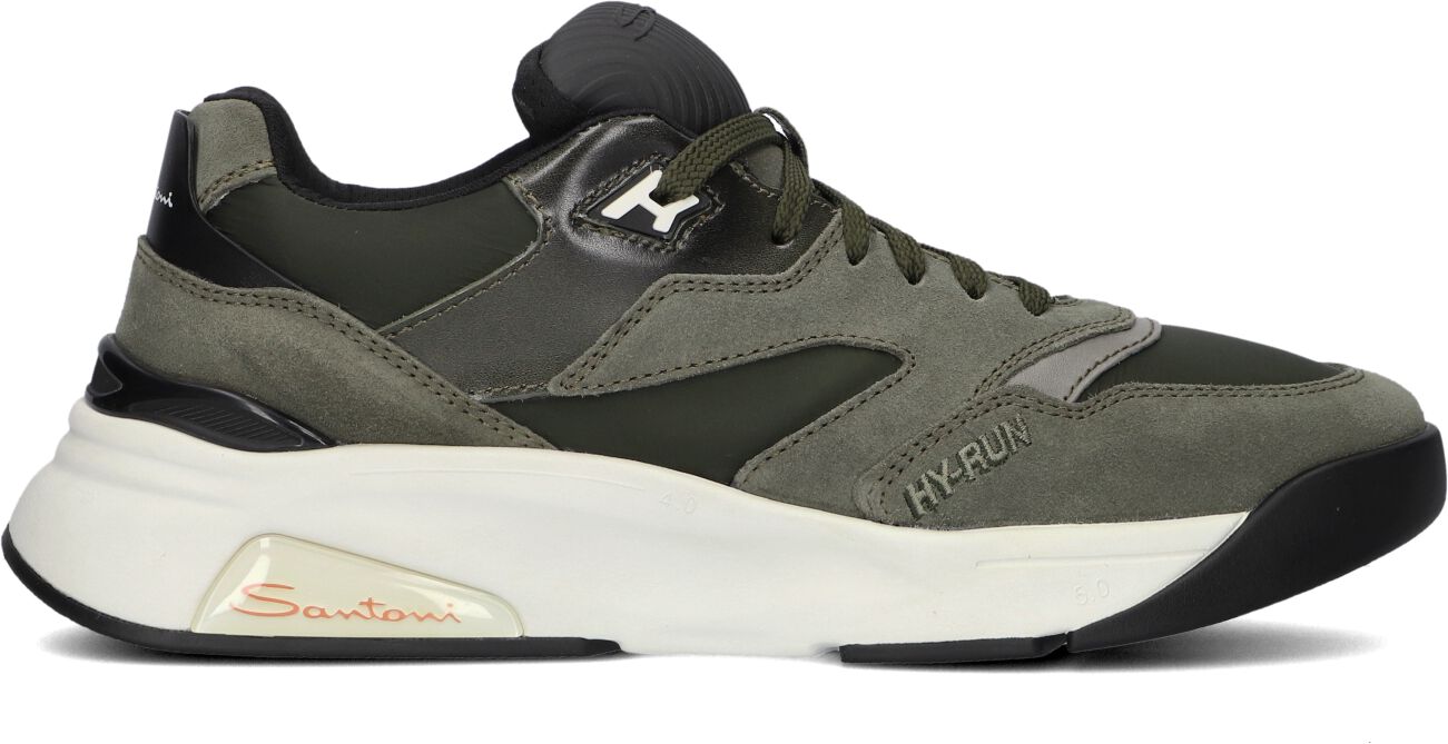 Santoni Lage Sneakers Heren Combi Hy-run Sneaker, Maat: 40,5, Materiaal: Suède, Kleur: Groen