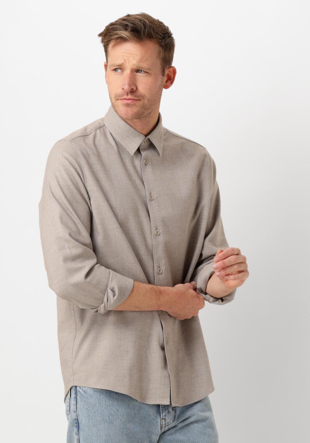 Drykorn Casual Overhemd Heren Ramis, Maat: L, Kleur: Beige