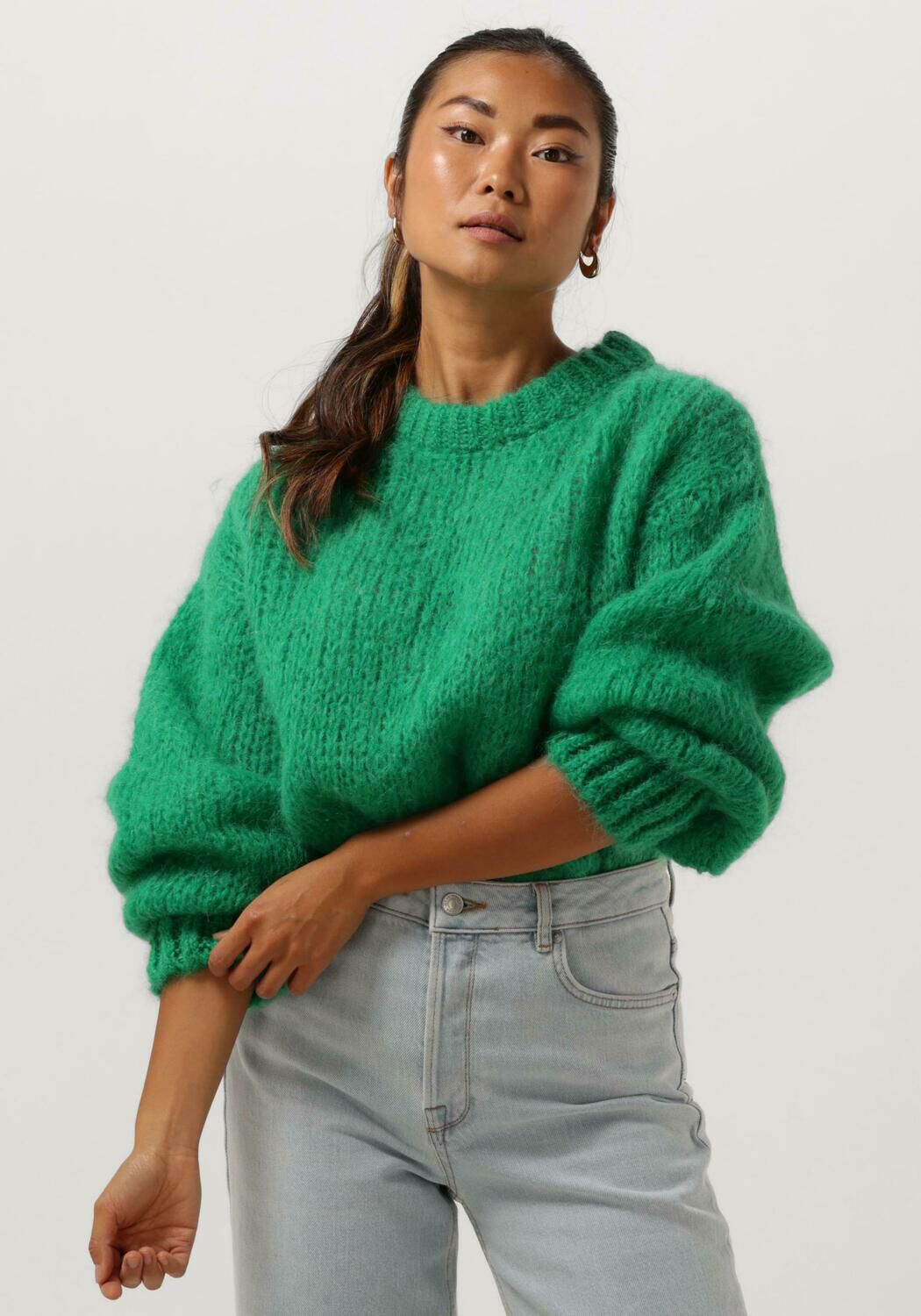 American Dreams Trui Dames Leonnie Alpaca Pullover, Maat: L, Kleur: Groen