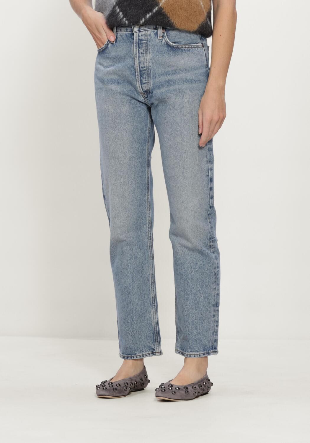 Blauwe AGOLDE Straight leg jeans 90'S PINCH WAIST HIGH RISE STR - large