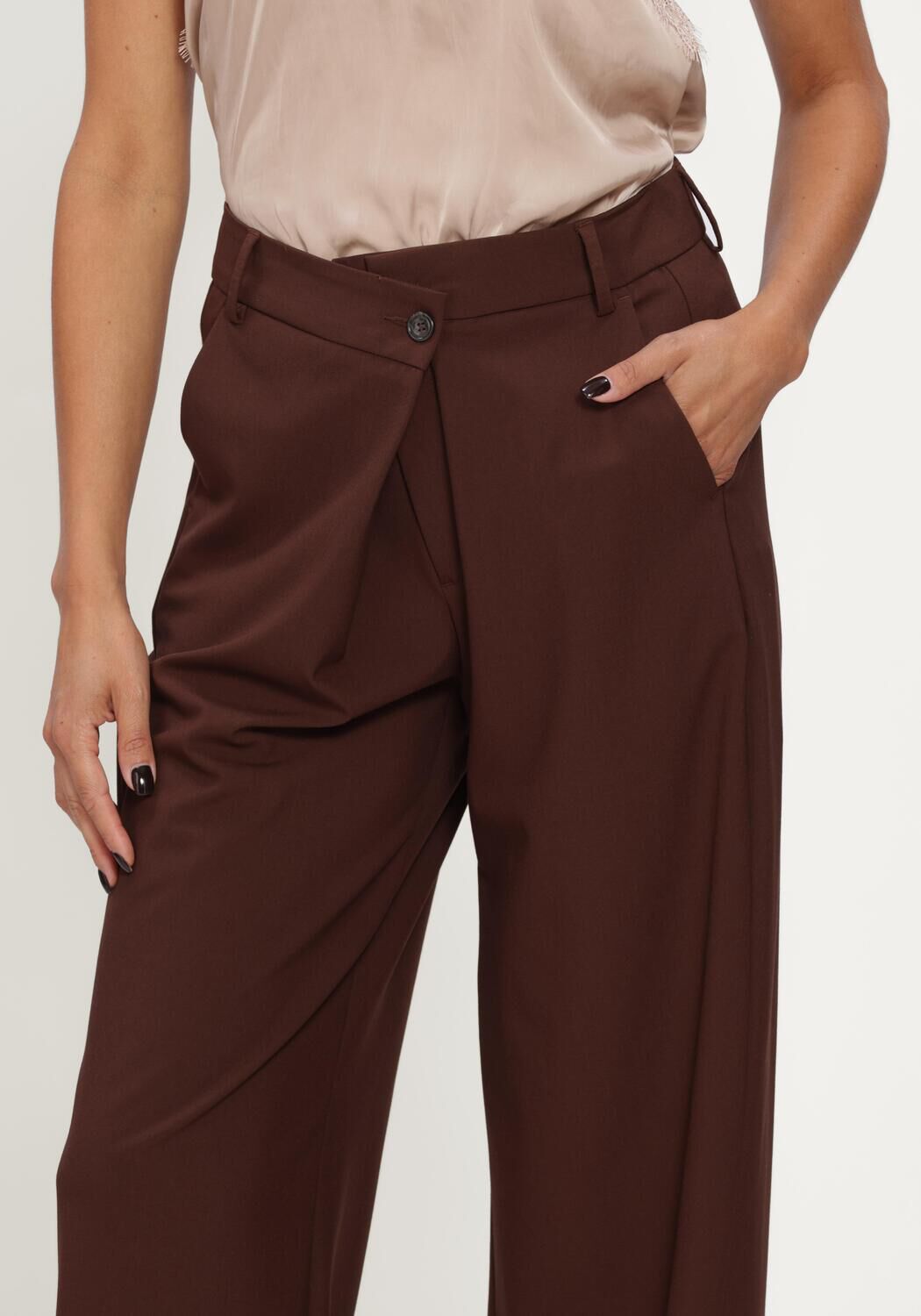 Bruine LUISA CERANO Wijde broek WIDELEG-PANTS - large