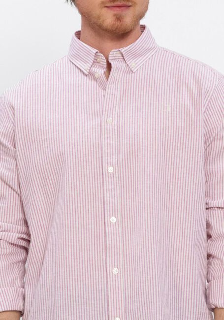 Roze LES DEUX Casual overhemd KONRAD STRIPE COTTON LINEN SHIRT - large