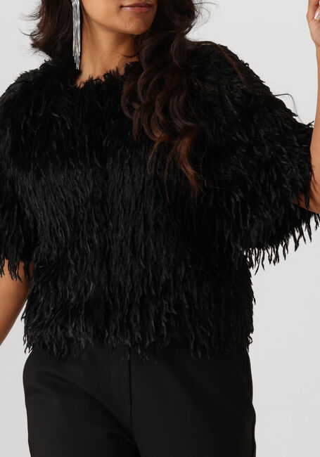 Zwarte SUMMUM Vest SHORTSLEEVE JACKET FAUX FEATHER FUR - large
