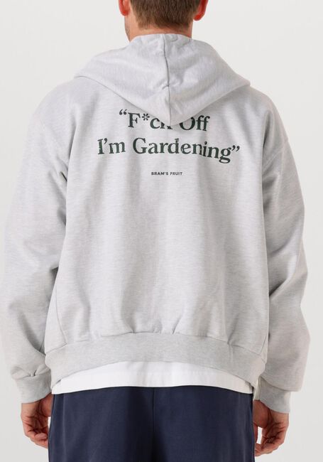 Lichtgrijze BRAM'S FRUIT Trui DISTRESSED F*CK OFF ZIPPER HOODIE - large
