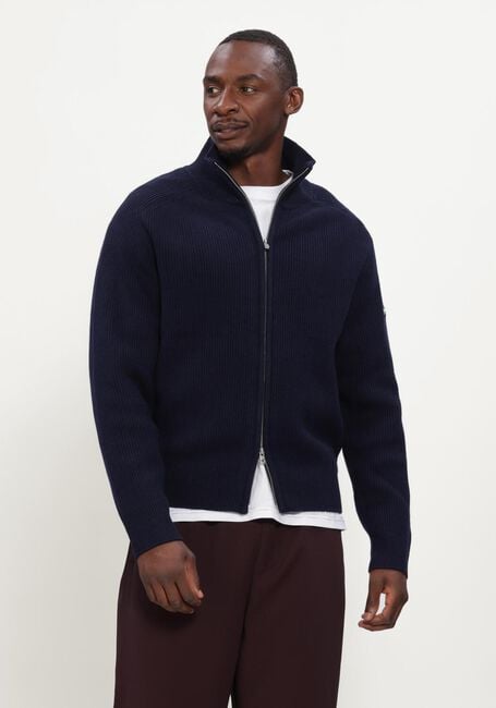 Donkerblauwe FLANEUR Vest BADGE KNIT CARDIGAN - large