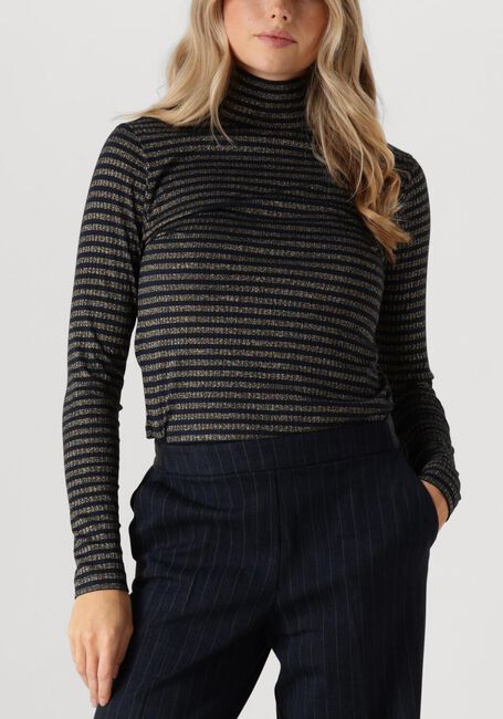 Blauwe SUMMUM Longsleeves TURTLE NECK TOP LUREX RIB STRIPE - large